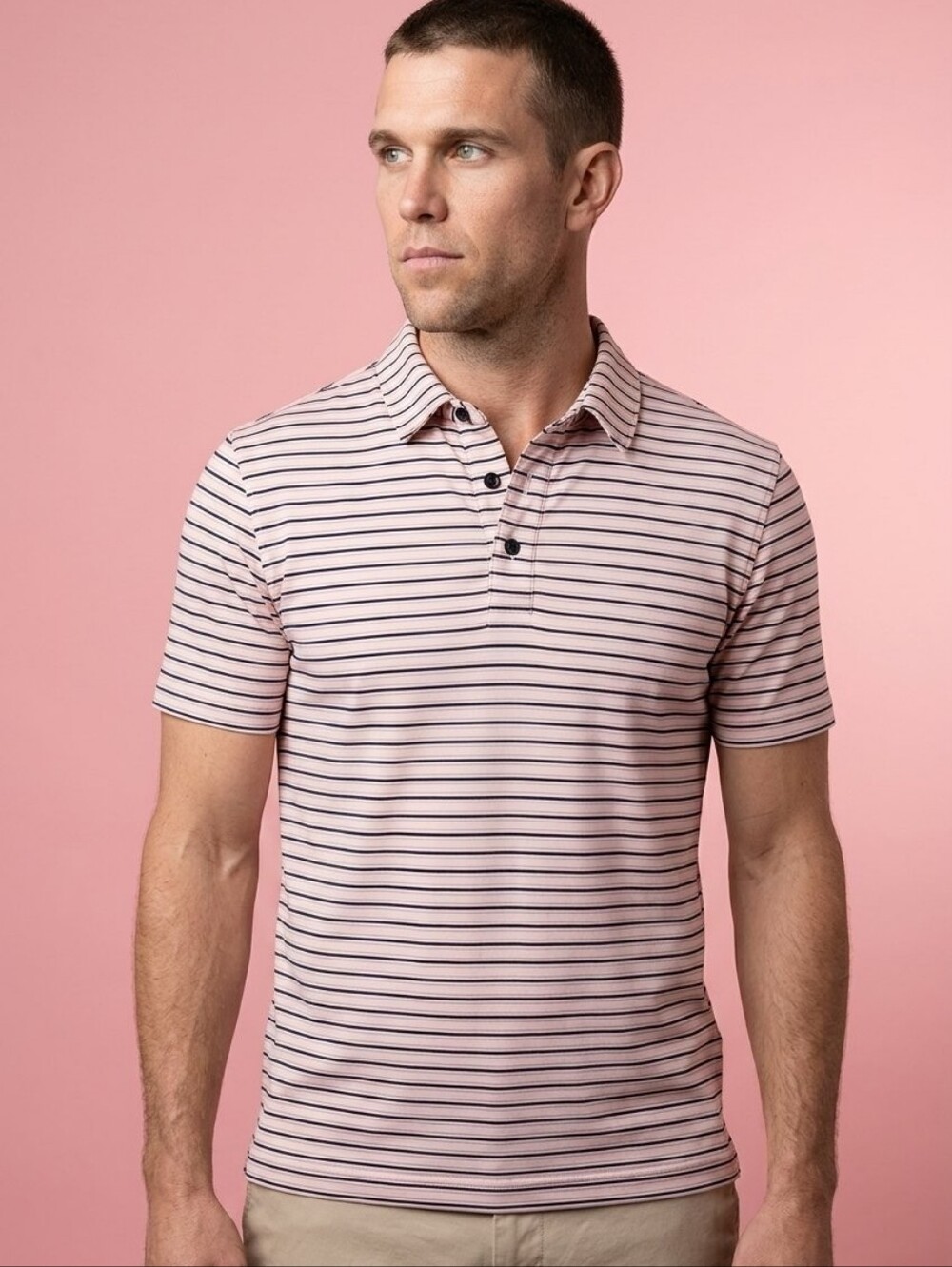 Fairlane Navy & Pink Striped Polo Shirt